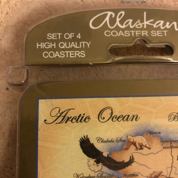 Alaska 8”x7” Metal Sculpture Plus NIP Alaska Coaster Set